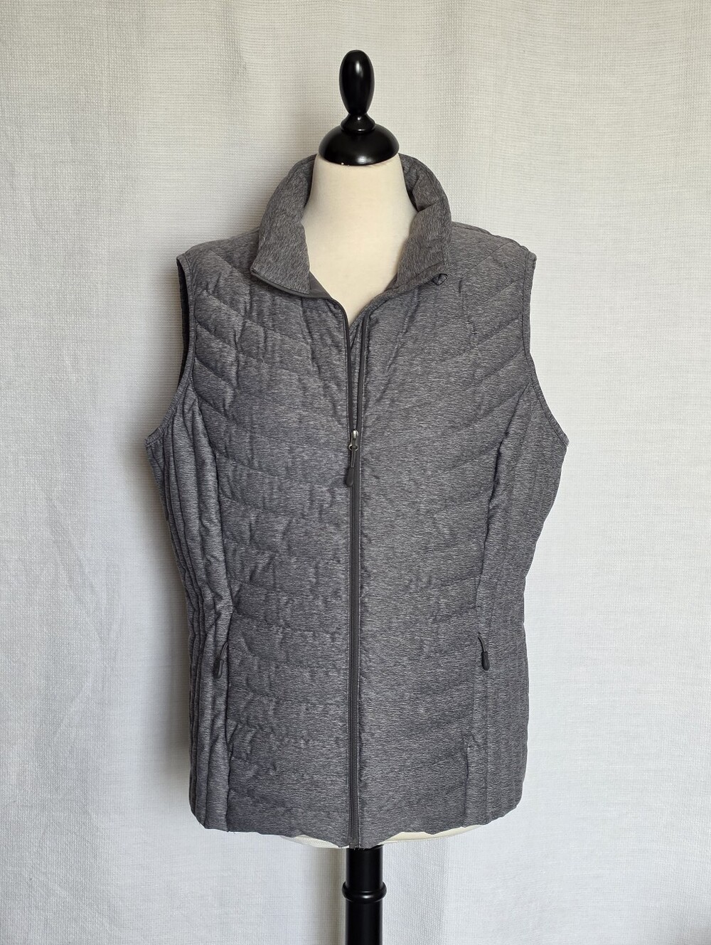 Heatkeep Women's Quilted Puff Down Vest Heathered Gray ~ Size XL